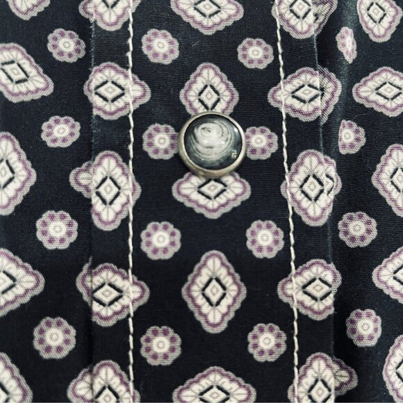 Cinch Black Geometric Pearl Snap Shirt Large Western Cowboy Rodeo Y2K Boho Grung - Picture 8 of 12
